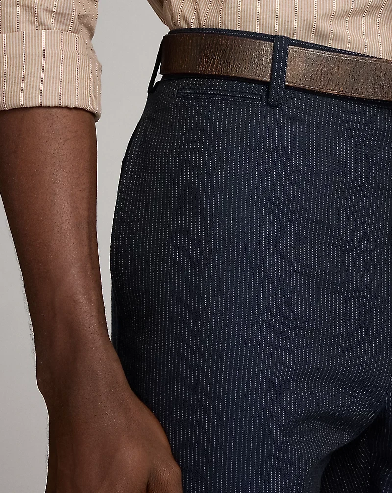 Slim Striped Herringbone Suit Trouser