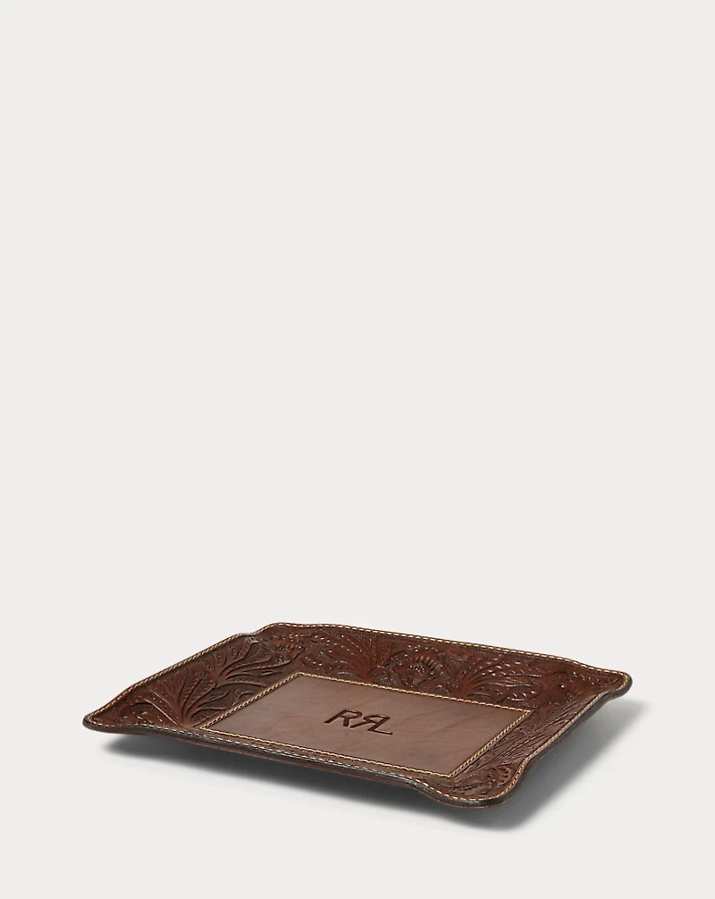 Hand-Tooled Leather Valet Tray