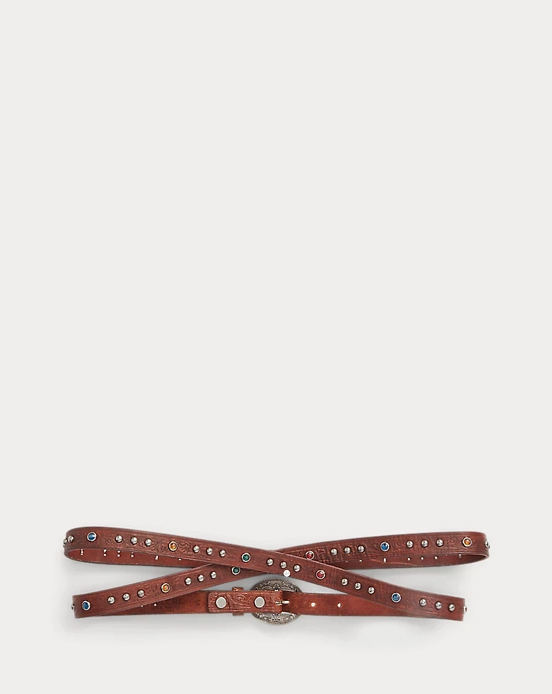 Tooled Leather Double-Wrap Belt