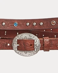 Tooled Leather Double-Wrap Belt