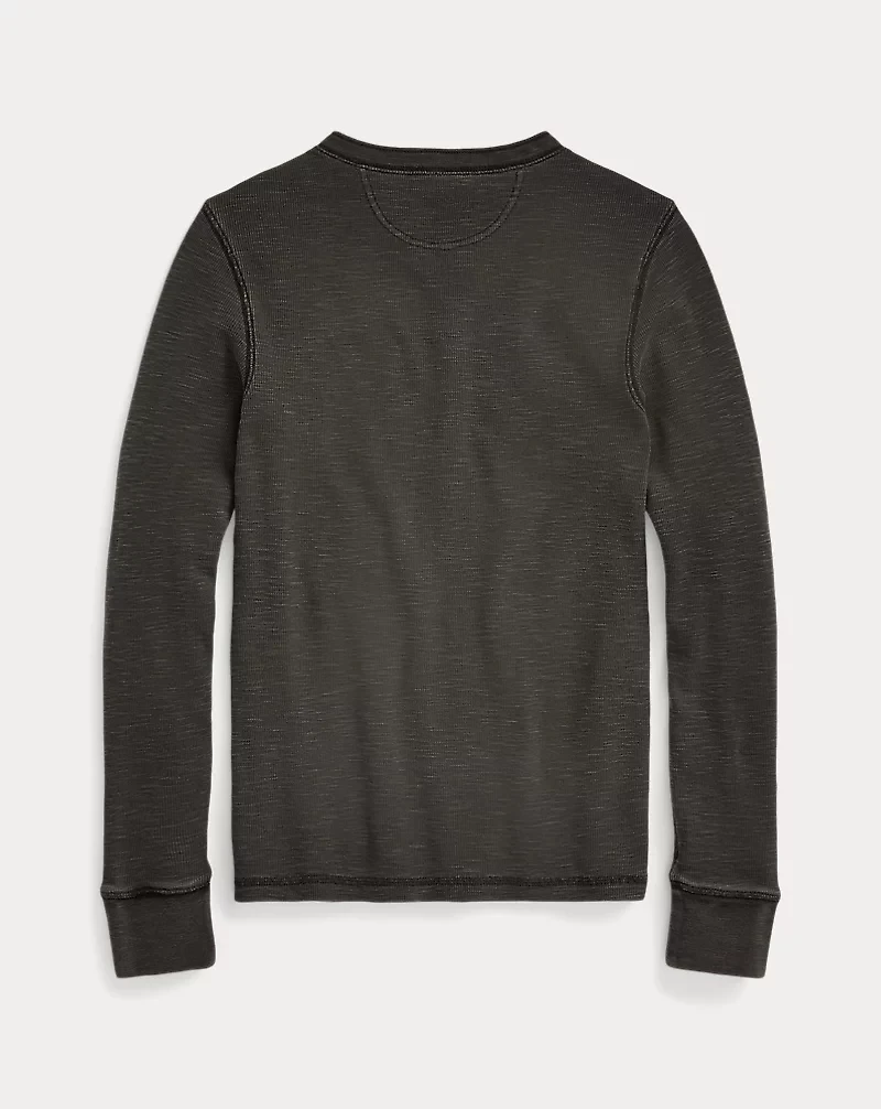 Stretch Cotton Jacquard Waffle Henley