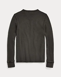 Stretch Cotton Jacquard Waffle Henley