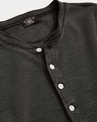 Stretch Cotton Jacquard Waffle Henley