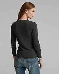 Stretch Cotton Jacquard Waffle Henley