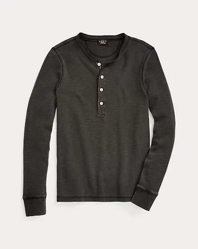 Stretch Cotton Jacquard Waffle Henley