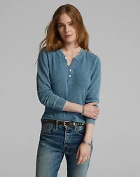 Stretch-Cotton Waffle Henley