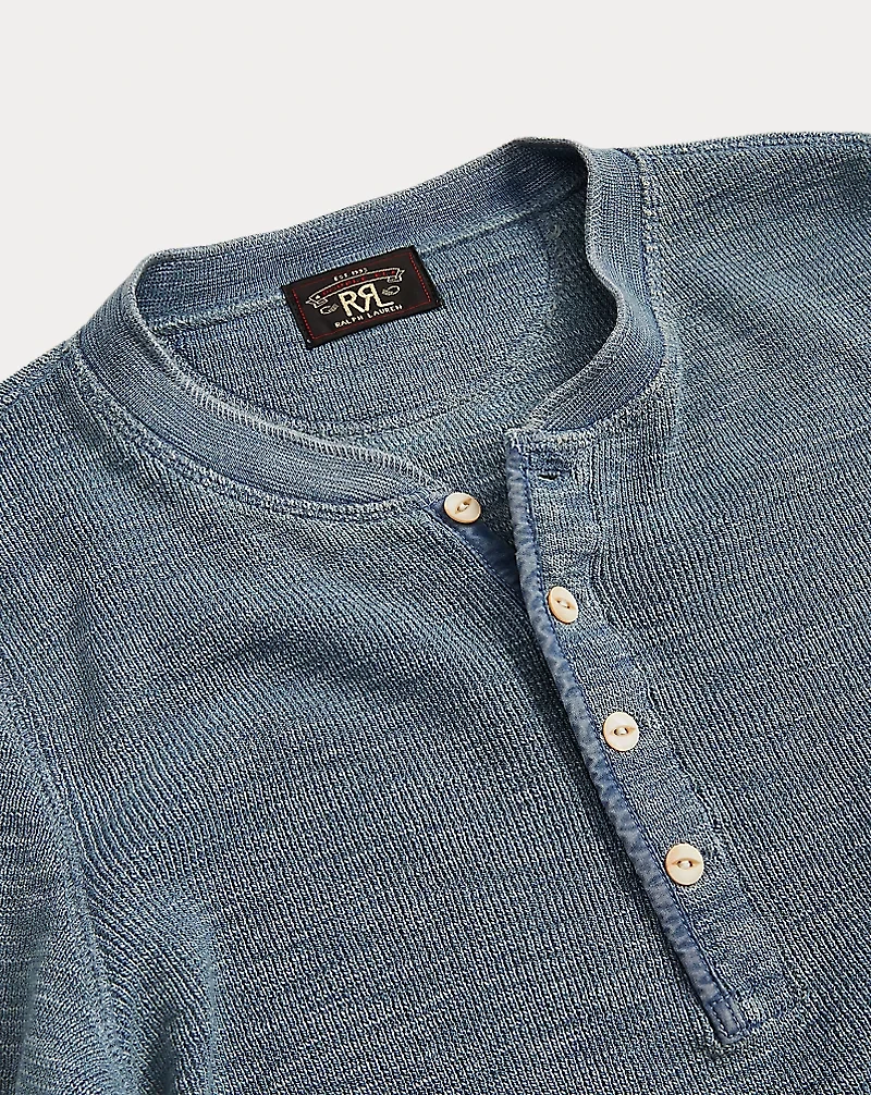 Stretch-Cotton Waffle Henley