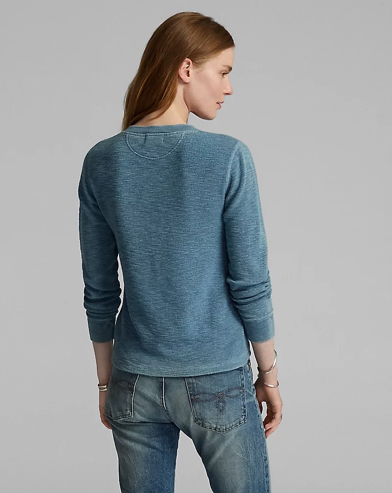 Stretch-Cotton Waffle Henley