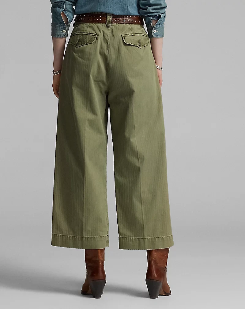 Cotton Cropped Wide-Leg Pant