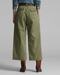 Cotton Cropped Wide-Leg Pant