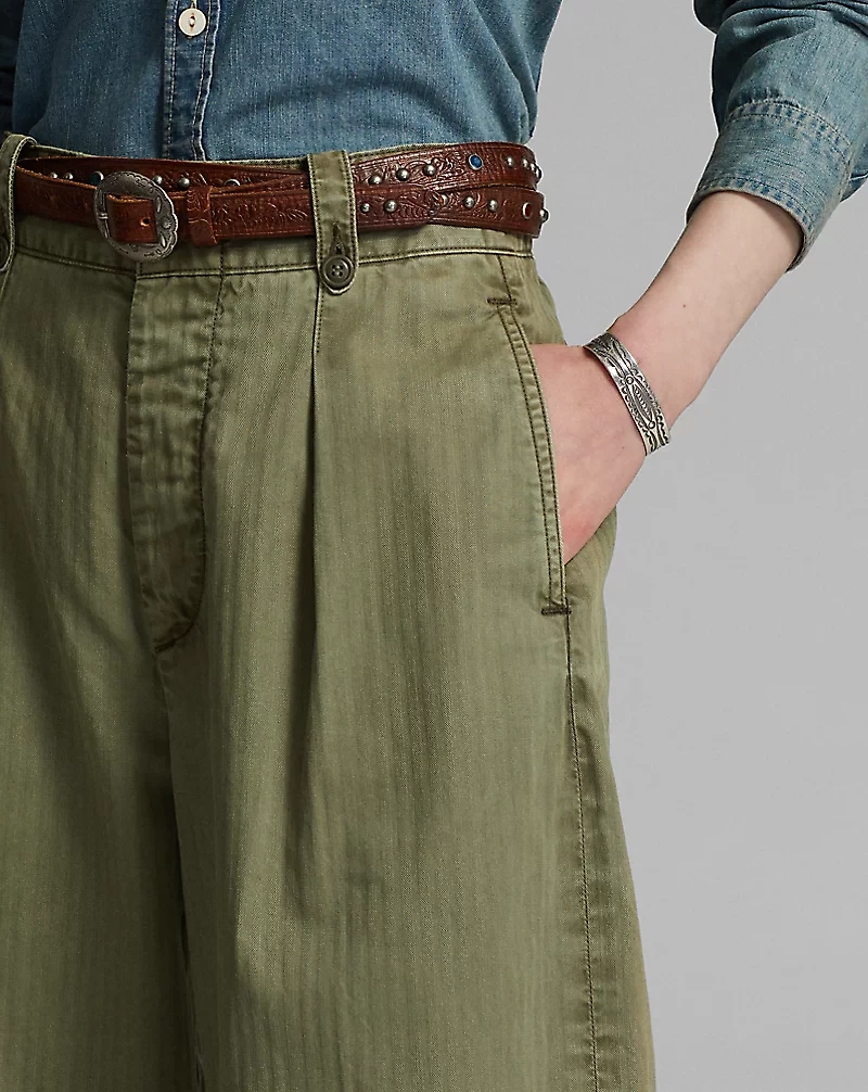 Cotton Cropped Wide-Leg Pant