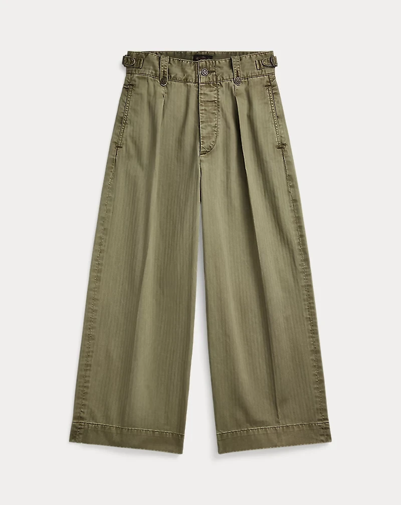 Cotton Cropped Wide-Leg Pant