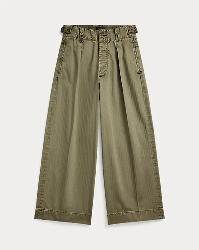 Cotton Cropped Wide-Leg Pant