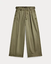 Cotton Cropped Wide-Leg Pant