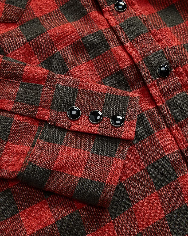 Plaid Cotton-Linen Western Shirt
