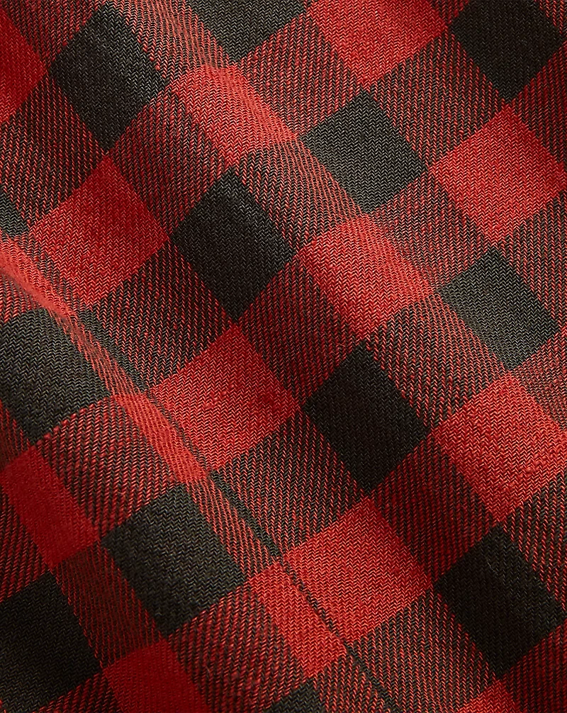 Plaid Cotton-Linen Western Shirt