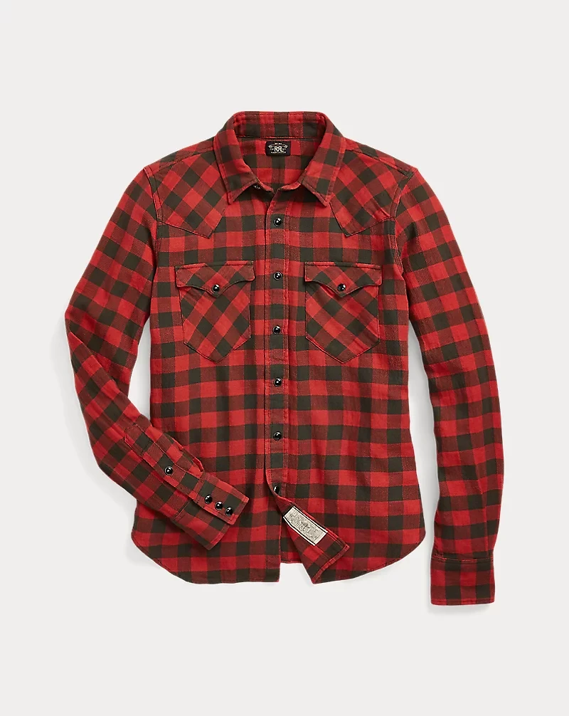 Plaid Cotton-Linen Western Shirt