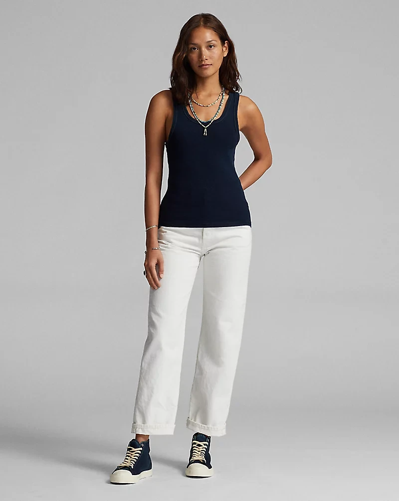 Stretch Cotton Ribbed Tank
