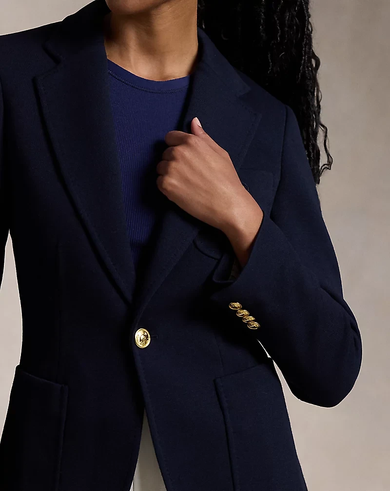 Logo-Crest Knit Blazer