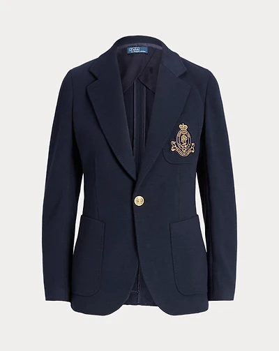 Logo-Crest Knit Blazer