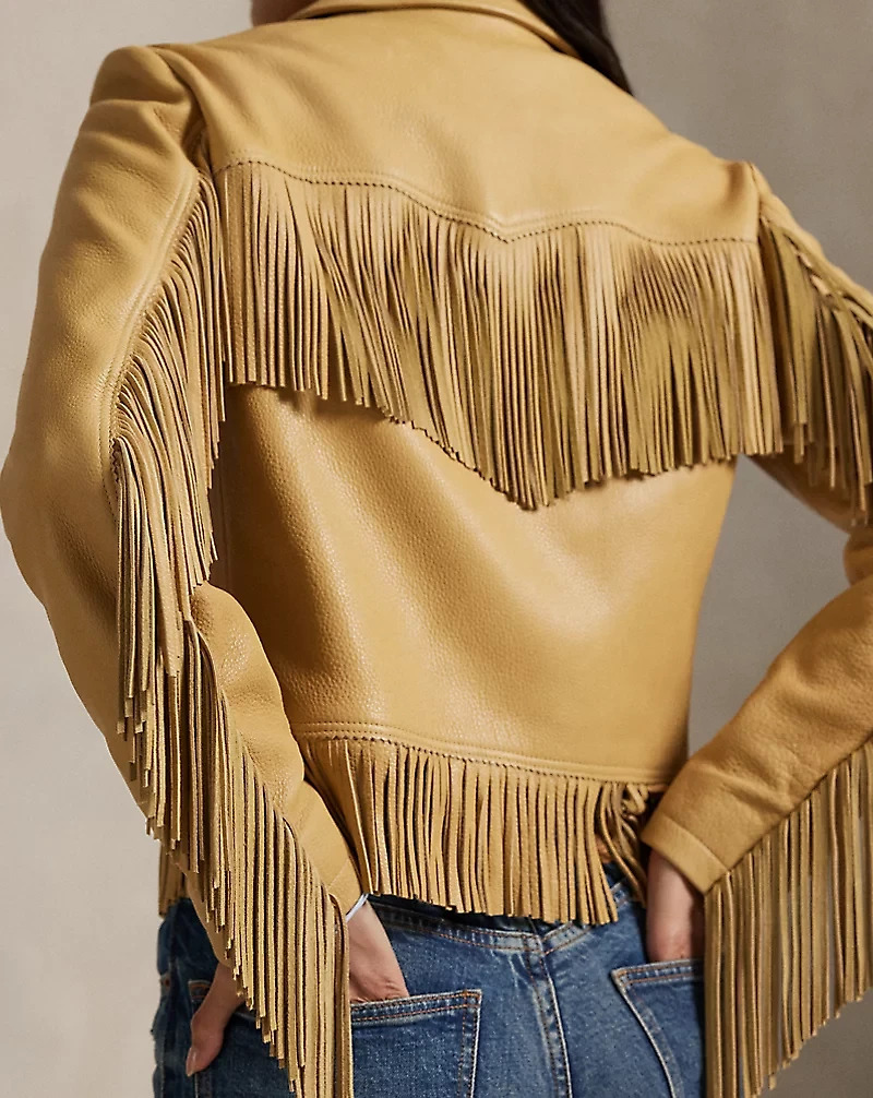 Fringe Waxed Leather Jacket