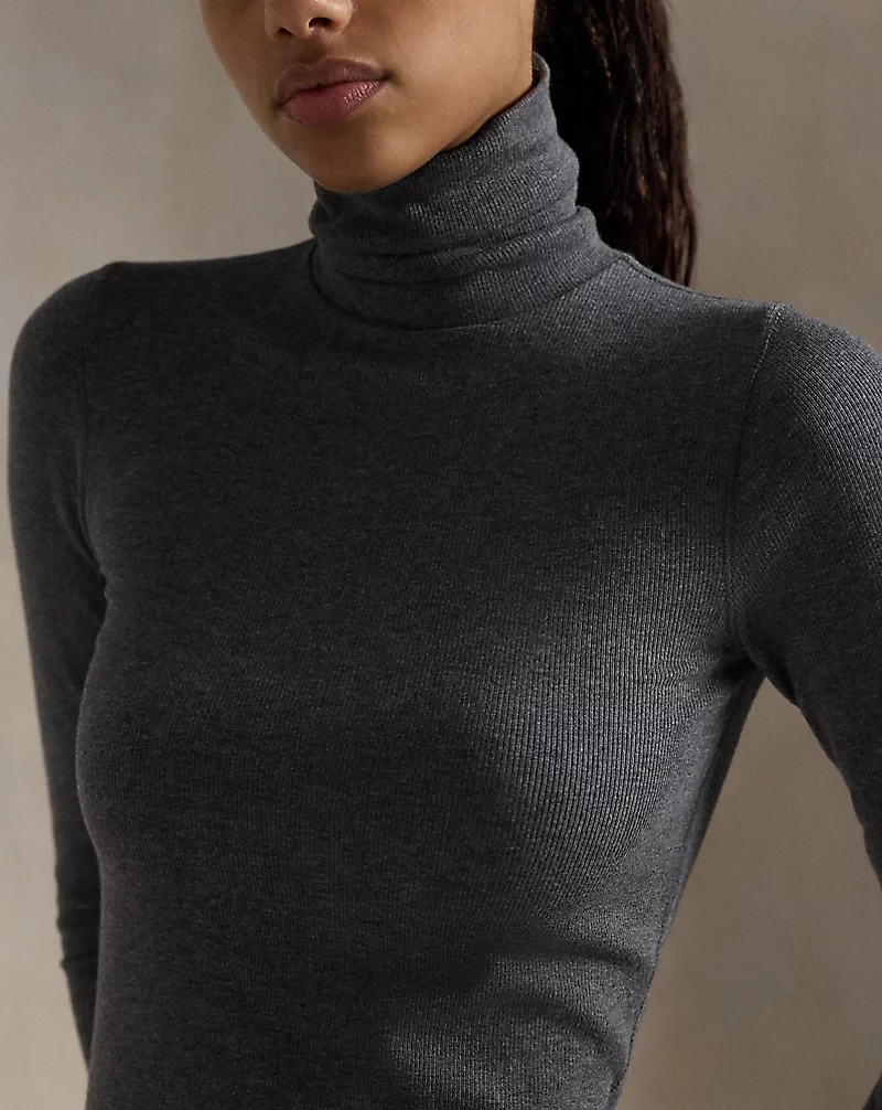 Stretch Ribbed Turtleneck