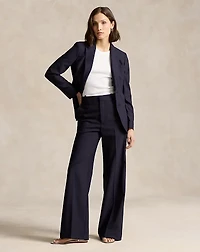 Stretch Wool Faille Wide-Leg Pant