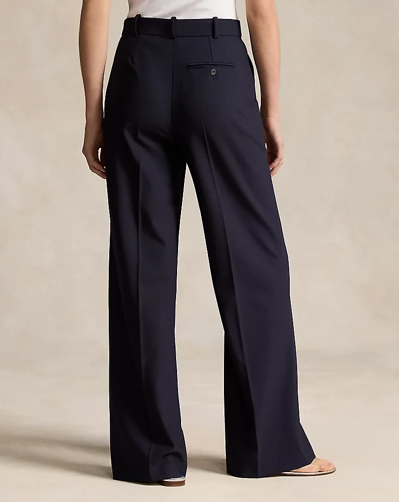 Stretch Wool Faille Wide-Leg Pant