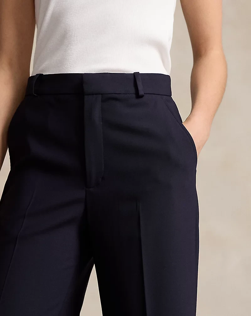 Stretch Wool Faille Wide-Leg Pant