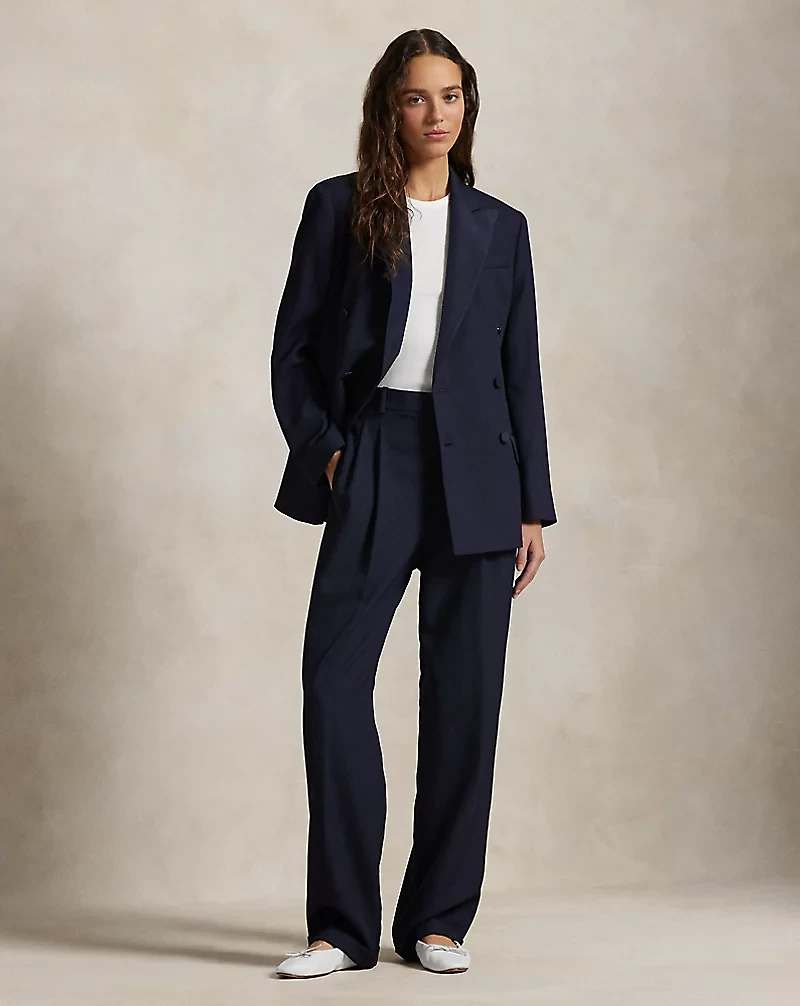Wool Wide-Leg Tuxedo Pant