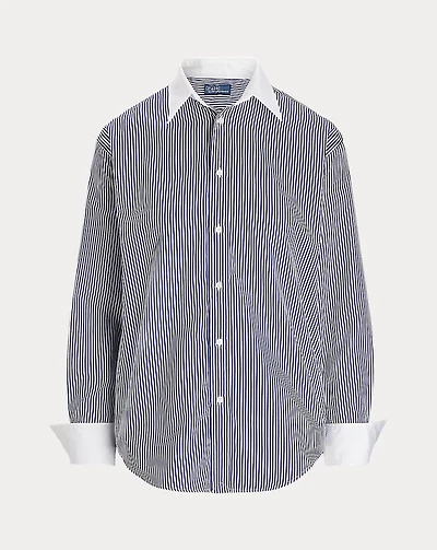Extended-Cuff Striped Cotton Shirt