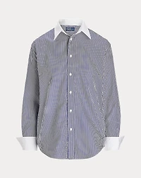 Extended-Cuff Striped Cotton Shirt