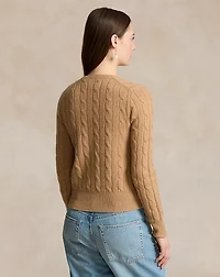 Cable-Knit Cashmere Crewneck Cardigan