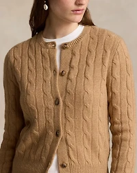 Cable-Knit Cashmere Crewneck Cardigan