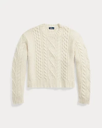Aran-Knit Wool-Blend Crewneck Sweater