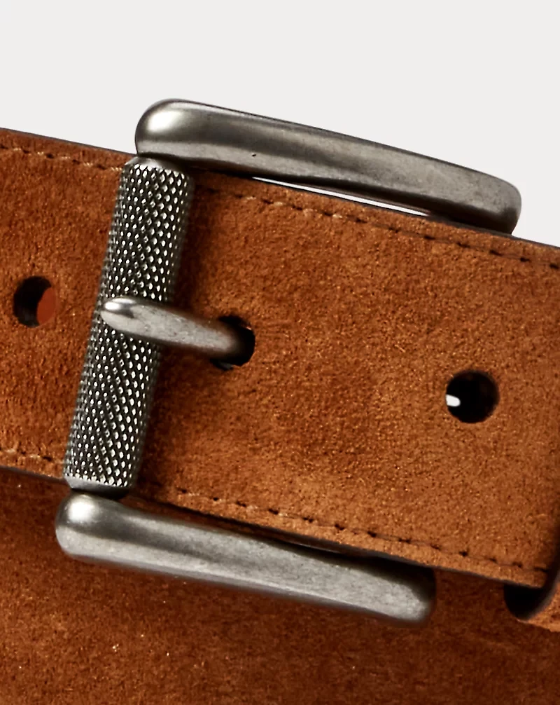 Suede Roller-Buckle Belt