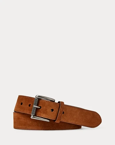 Suede Roller-Buckle Belt