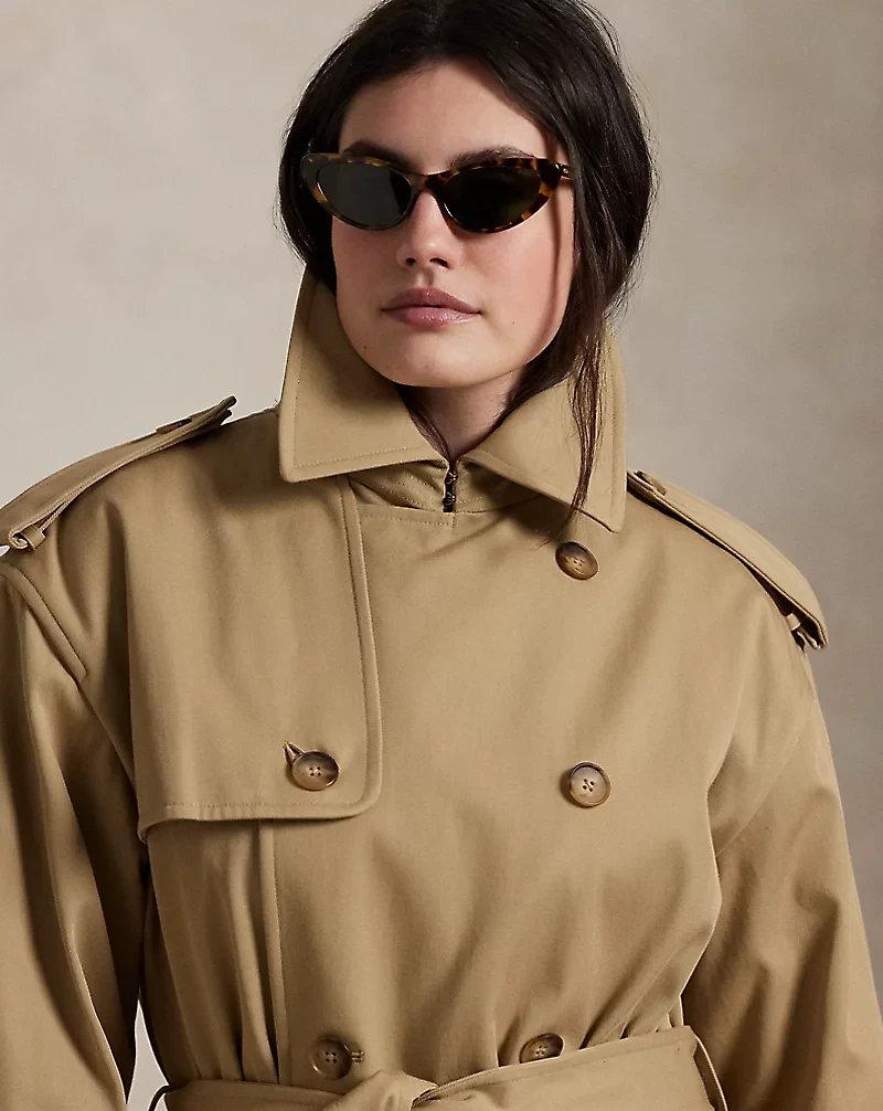 Double-Breasted Twill Trench Coat