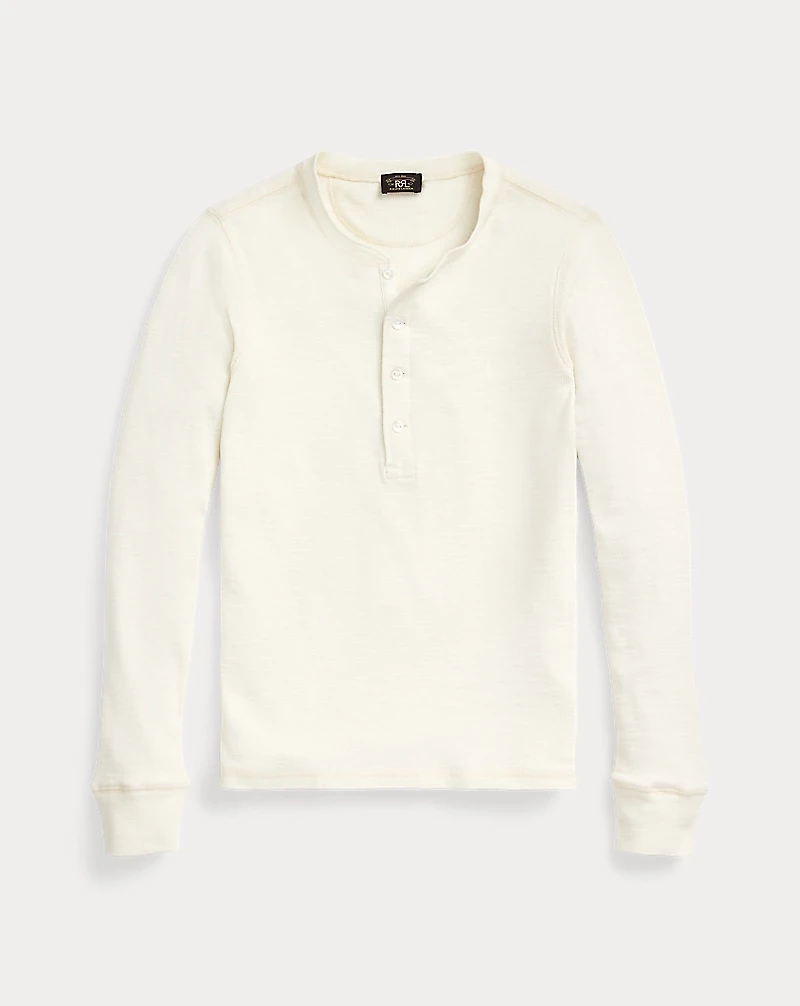 Waffle-Knit Cotton Henley