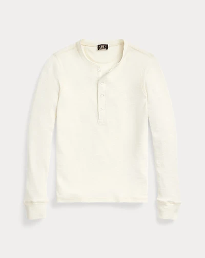 Waffle-Knit Cotton Henley