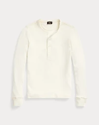 Waffle-Knit Cotton Henley