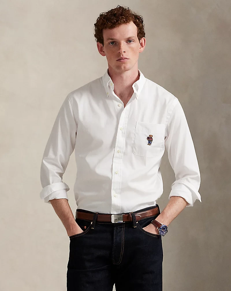 Custom Fit Polo Bear Poplin Shirt