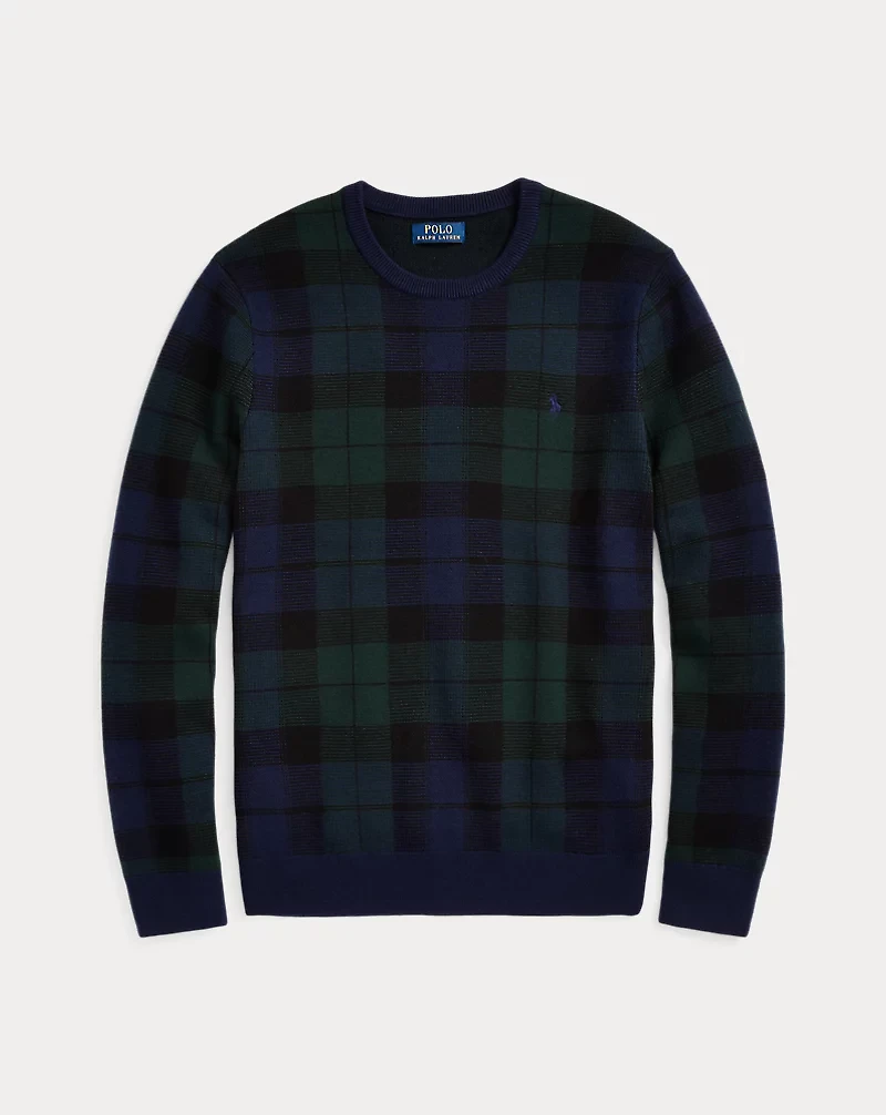 Plaid Washable Wool Sweater