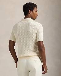 Cable-Knit Cotton Polo-Collar Sweater