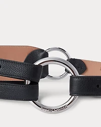 Tri-Strap O-Ring Pebbled Calfskin Belt
