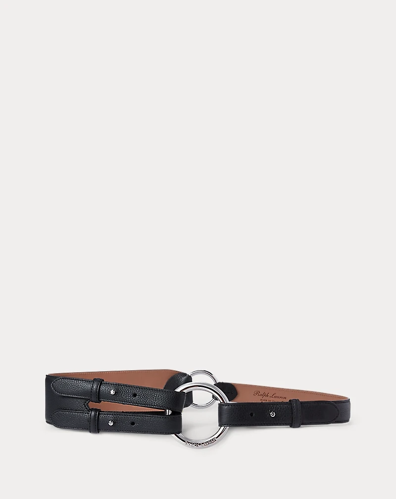 Tri-Strap O-Ring Pebbled Calfskin Belt