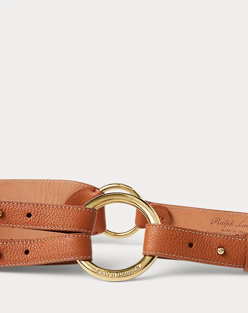 Tri-Strap O-Ring Pebbled Calfskin Belt