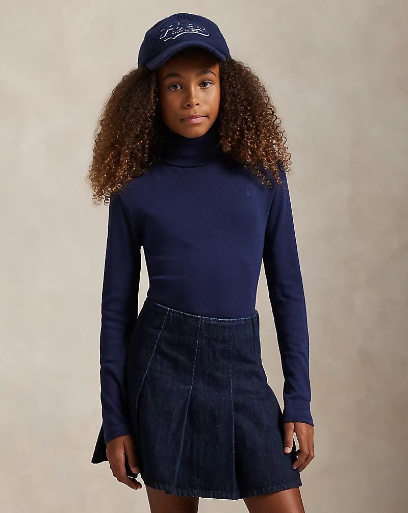 Ribbed Cotton-Blend Turtleneck
