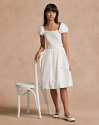 Smocked Mulberry Silk Dress
