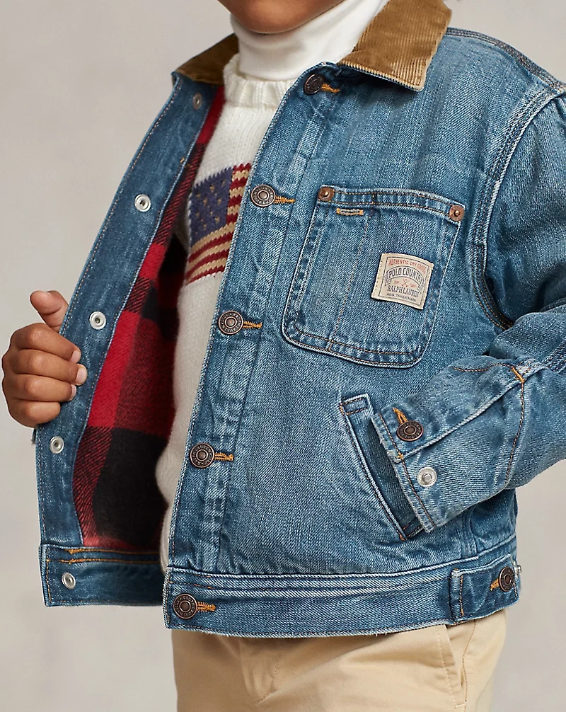 Corduroy-Collar Denim Jacket